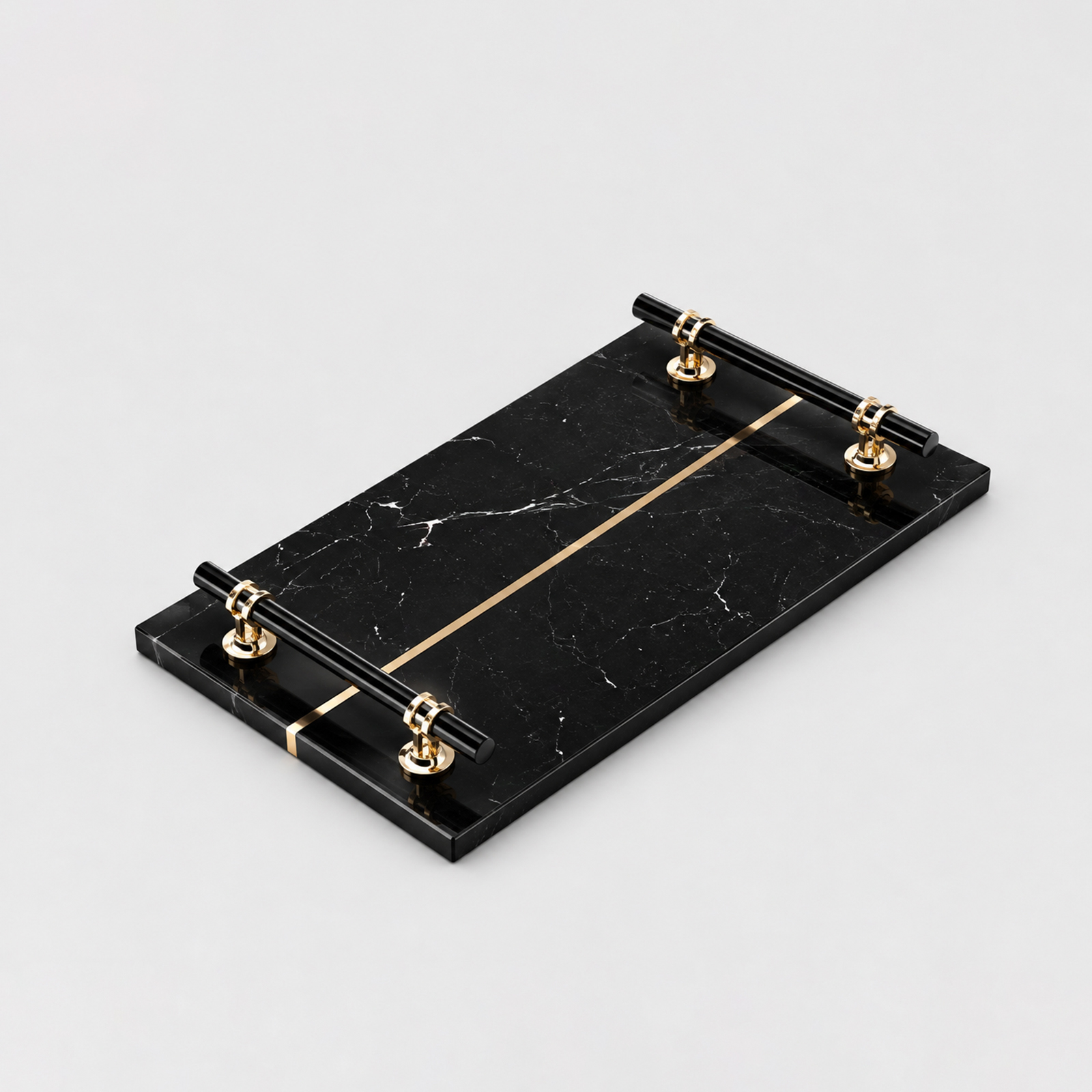 Luxury Marble Serving Tray with Brass Handles | Vanity Tray | Kitchen Organizer | Coffee Table Display | Restaurant Serving Tray